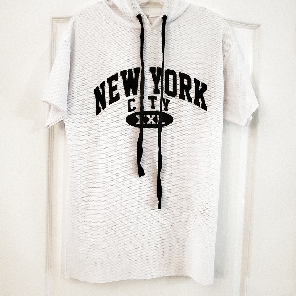 5/25 Forever 21 S Mesh NEW YORK CITY XXL Hoodie Top - Picture 2 of 7